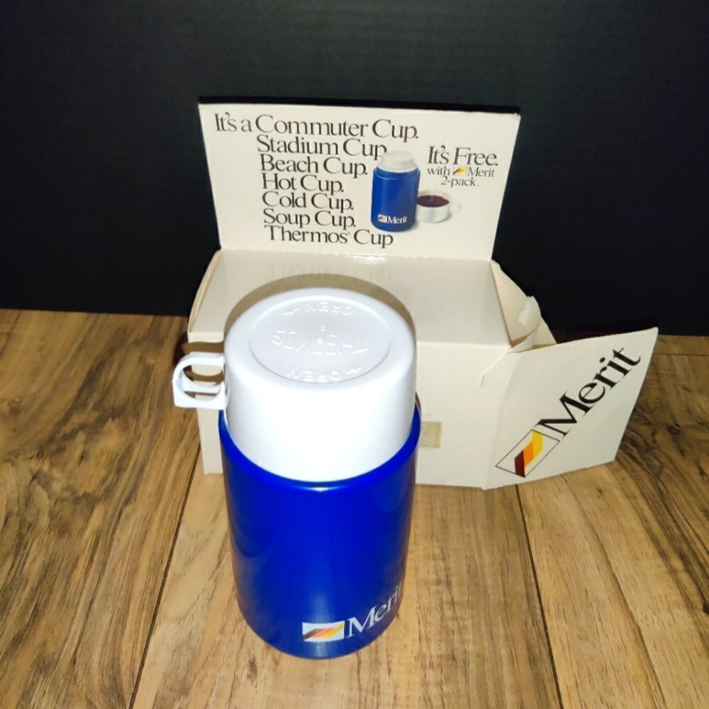 Vintage 1991 Merit Lunch Thermos With Cap And Cup
